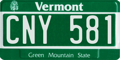 VT license plate CNY581