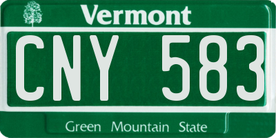 VT license plate CNY583