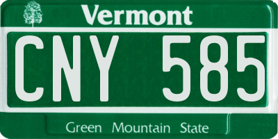 VT license plate CNY585