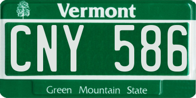 VT license plate CNY586