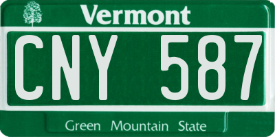 VT license plate CNY587