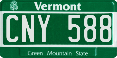 VT license plate CNY588