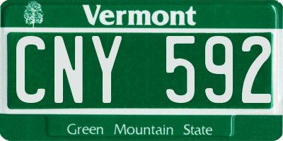 VT license plate CNY592