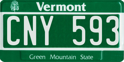VT license plate CNY593