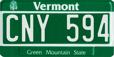 VT license plate CNY594