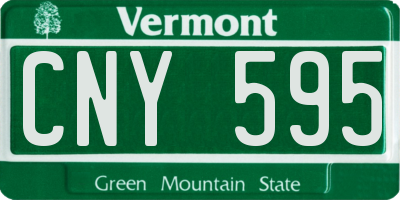 VT license plate CNY595