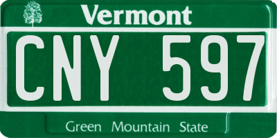 VT license plate CNY597