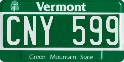 VT license plate CNY599