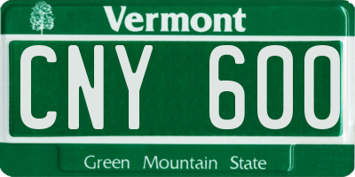 VT license plate CNY600