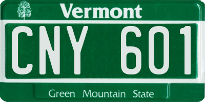 VT license plate CNY601