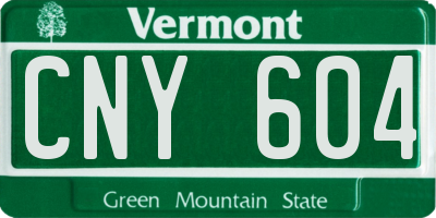 VT license plate CNY604