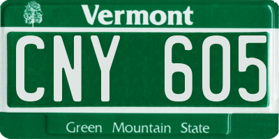 VT license plate CNY605