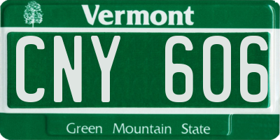 VT license plate CNY606