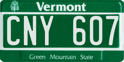 VT license plate CNY607