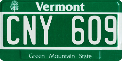 VT license plate CNY609
