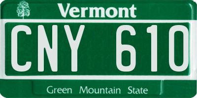 VT license plate CNY610