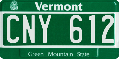 VT license plate CNY612