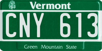VT license plate CNY613