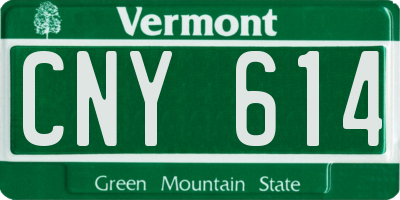 VT license plate CNY614