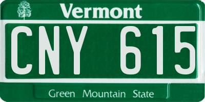 VT license plate CNY615