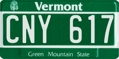 VT license plate CNY617