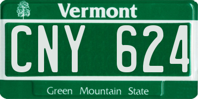 VT license plate CNY624