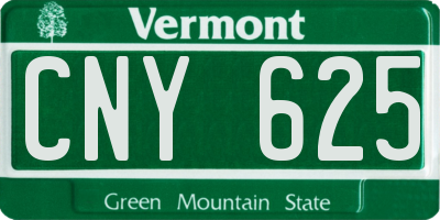 VT license plate CNY625