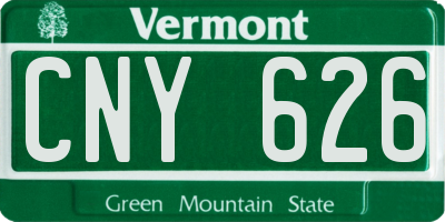 VT license plate CNY626