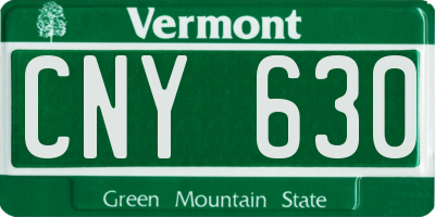 VT license plate CNY630