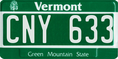 VT license plate CNY633