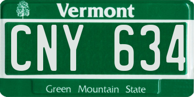 VT license plate CNY634