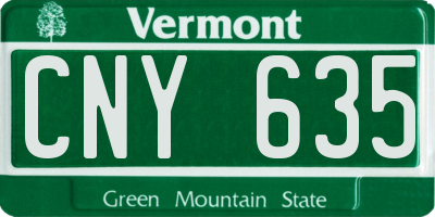 VT license plate CNY635