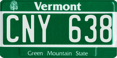 VT license plate CNY638