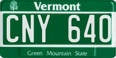 VT license plate CNY640