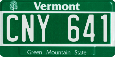 VT license plate CNY641