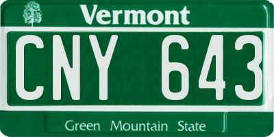 VT license plate CNY643