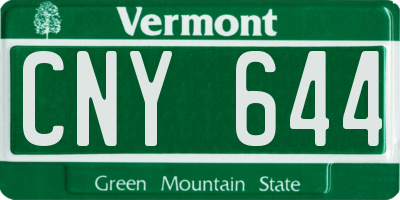 VT license plate CNY644