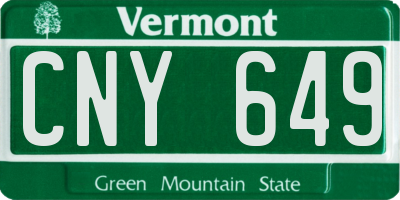 VT license plate CNY649