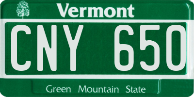 VT license plate CNY650