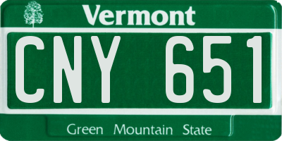 VT license plate CNY651