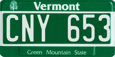 VT license plate CNY653