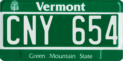 VT license plate CNY654