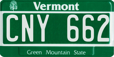 VT license plate CNY662