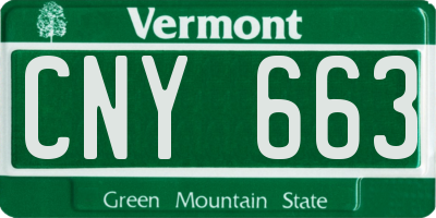 VT license plate CNY663