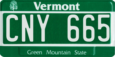 VT license plate CNY665
