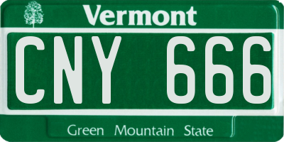 VT license plate CNY666