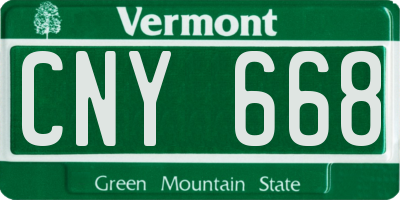 VT license plate CNY668