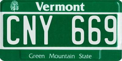 VT license plate CNY669
