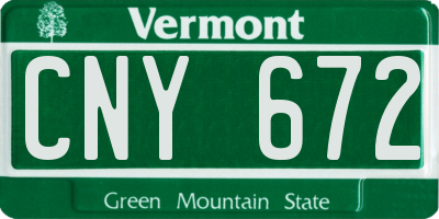 VT license plate CNY672