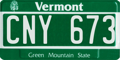 VT license plate CNY673